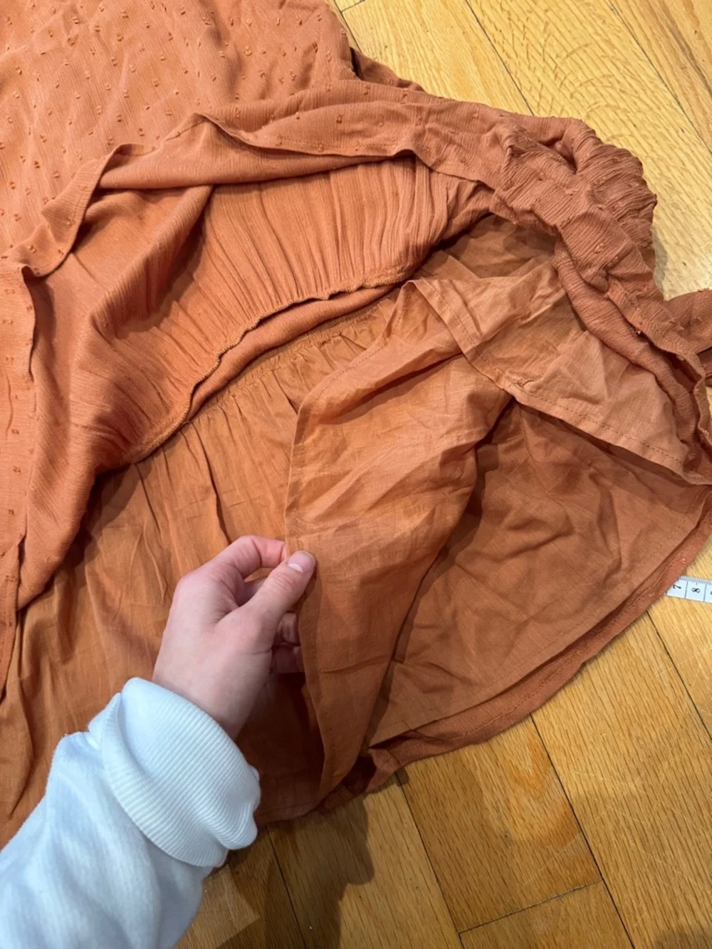 Jessakae burnt orange textured puff sleeve mini dress - Picture 7 of 8